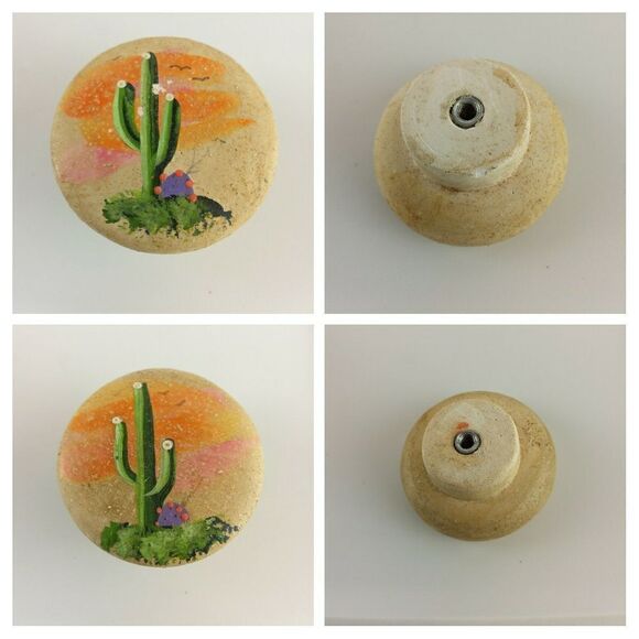 10 Southwestern clay hand-painted cabinet pulls - Picture 3 of 16